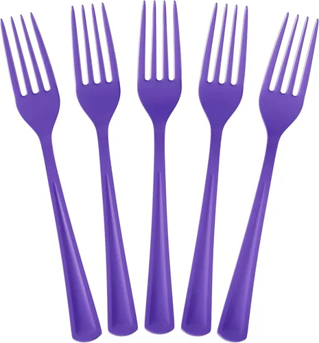 Miniatura 22 de Party Solids Tenedores de plástico negro, 100 piezas, tenedores negros, utensilios desechables, juego de cubiertos de plástico resistente