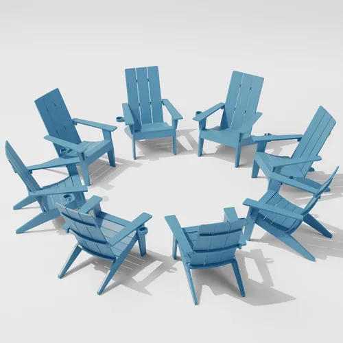 Miniatura 27 de MXIMU Silla Adirondack moderna resistente a la intemperie con portavasos, sillas de gran tamaño para hogueras Adorondic de plástico al aire libre