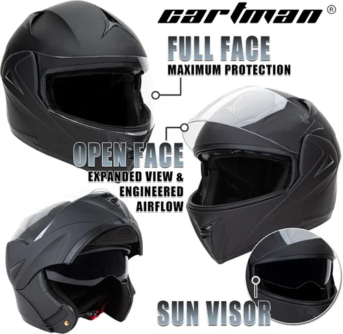 Miniatura 4 de Casco de motocicleta de cara completa aprobado por DOT con doble visera abatible, casco de motocicleta de cara completa con doble visera abatible