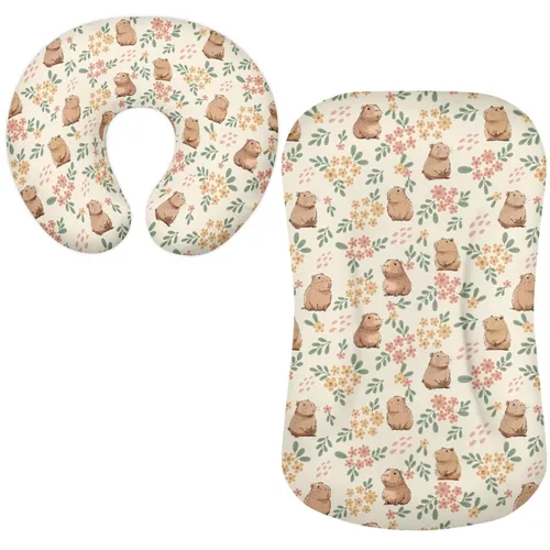Miniatura 8 de Funda para tumbona de bebé floral de hongos bohemios y funda de almohada de lactancia, 2 piezas, ovalada, reloj de arena, rectangular, para moisés
