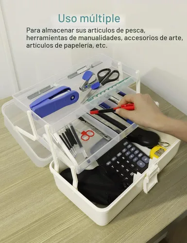 Miniatura 5 de Avlcoaky Caja de aparejos grande de 3 capas Caja de almacenamiento portátil de plástico Organizador de caja de aparejos de pesca Caja de aparejos