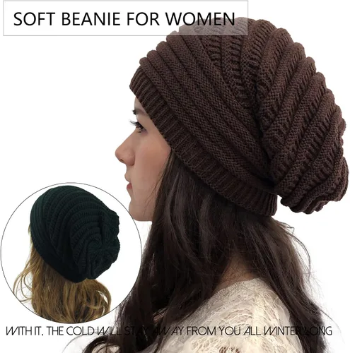 Miniatura 2 de DANMY Gorros de invierno para mujer cálidos y gruesos de punto trenzado suave para mujer