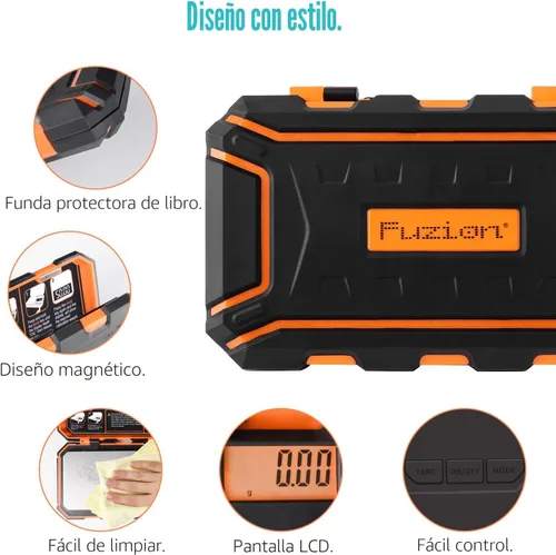 Miniatura 3 de Báscula digital de bolsillo de Fuzion, 500 g x 0.01 g, báscula de gramos, báscula mini de 6 unidades para joyas con pantalla LCD, función de tara