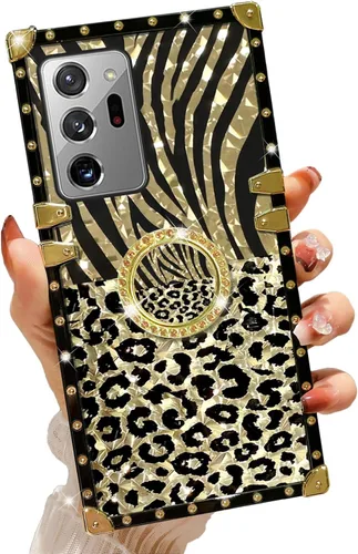 Miniatura 11 de Funda para teléfono Samsung Galaxy A21S con soporte de anillo, diseño retro elegante de lujo, estampado de leopardo, guepardo, dorado, protección