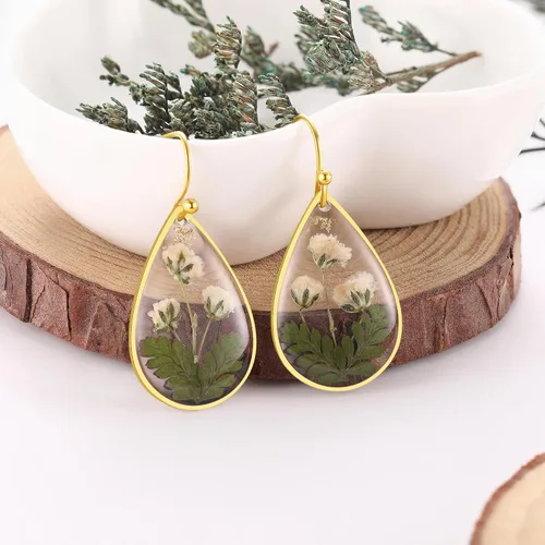 Miniatura 61 de Forget-Me-Not and Queen Anne's Lace Pressed Wildflower Earrings Pressed Flower Earrings Handmade Drop and Dangle Earrings Gift for Woman