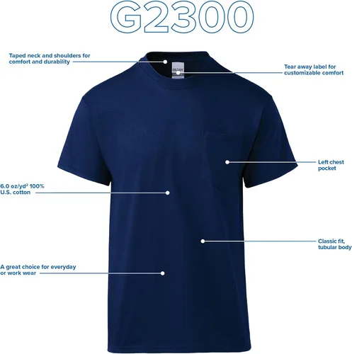 Miniatura 4 de Ultra Cotton T-Shirt with Pocket, Style G2300, 2-Pack