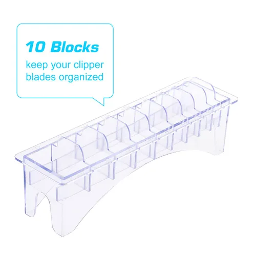 Miniatura 6 de Estuche organizador rectangular para cortar el cabello, peine guía de plástico, caja de almacenamiento de 10 bloques, herramientas universales