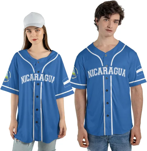 Miniatura 4 de Camiseta de béisbol de Nicaragua personalizada, camiseta de béisbol de Nicaragua personalizada para hombres y mujeres, camisas nicaragüenses