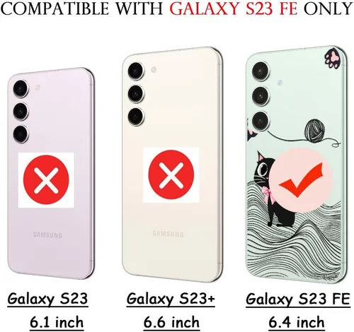 Miniatura 8 de Unov Funda transparente compatible con Galaxy S23 FE con diseño de TPU suave, absorción de golpes, diseño delgado en relieve, cubierta trasera Gato