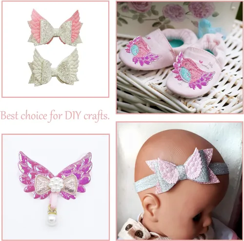 Miniatura 4 de AUEAR, Paquete de 60 pequeñas alas de ángel en relieve, apliques iridiscentes con purpurina para manualidades, varios