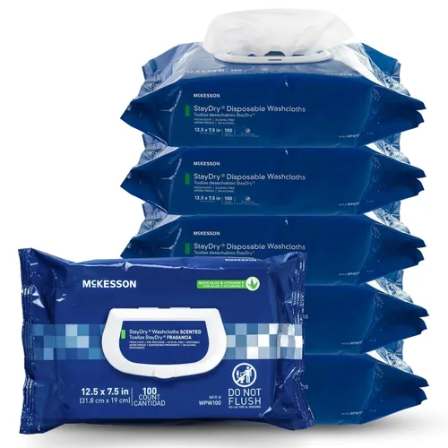 Miniatura 20 de McKesson Toallitas de baño para adultos, sin perfume (paquete de 6, 576 toallitas de baño) - Paños desechables para el cuerpo - Fórmula sin