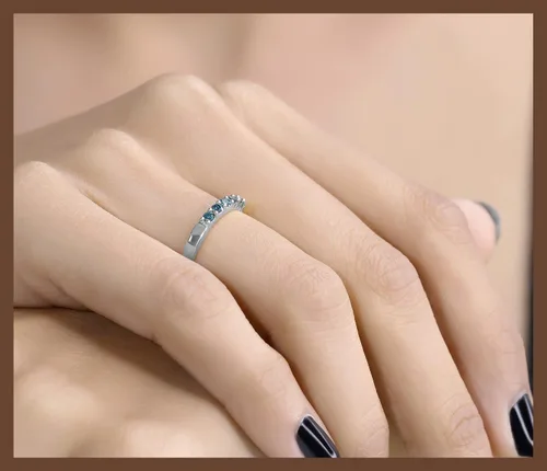 Miniatura 135 de Dazzlingrock Collection Anillo de boda redondo de 5 piedras preciosas o diamantes para mujer en oro macizo de 10 K/14 K/18 K