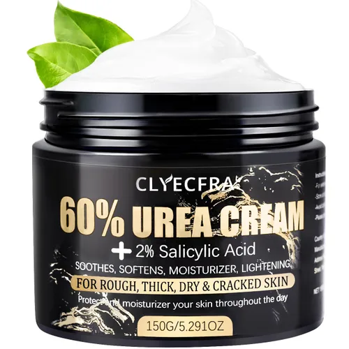 60% Crema de Urea con 2% Ácido Salicílico, Crema de Urea 60 Por Ciento para Pies y Manos - Hidratante de Fuerza Máxima para Piel Áspera, Seca,