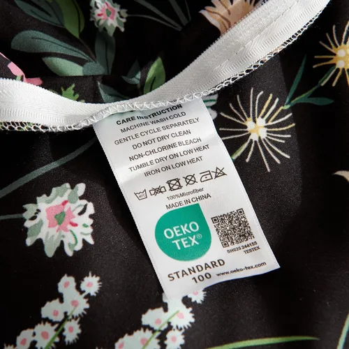 Miniatura 8 de Nayoroom Funda de edredón floral negra, tamaño Queen, funda de edredón de flores botánicas de primavera, 3 piezas, suave, ligera, juego de ropa