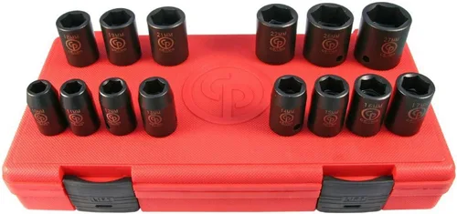 Miniatura 7 de Chicago Pneumatic SS814D - Unidad cuadrada de 1 pulgada, métrica profunda, 6 puntos, juego de llaves de impacto (4 piezas)