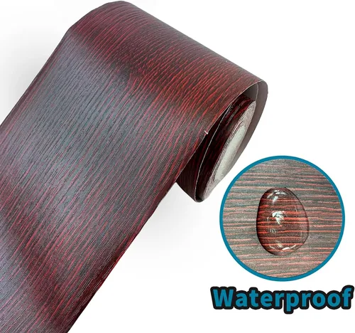 Miniatura 2 de YESUS Marco de papel tapiz 3D de grano de madera gris oscuro de 3.93 pies (32.8 ft), extraíble, PVC, impermeable, para despegar y pegar, adhesivo