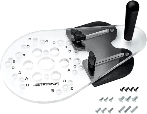 Miniatura 8 de POWERTEC Placa base de router de 2-1/2 pulgadas de diámetro, acrílico transparente con múltiples agujeros preperforados, tornillos para fácil Placa