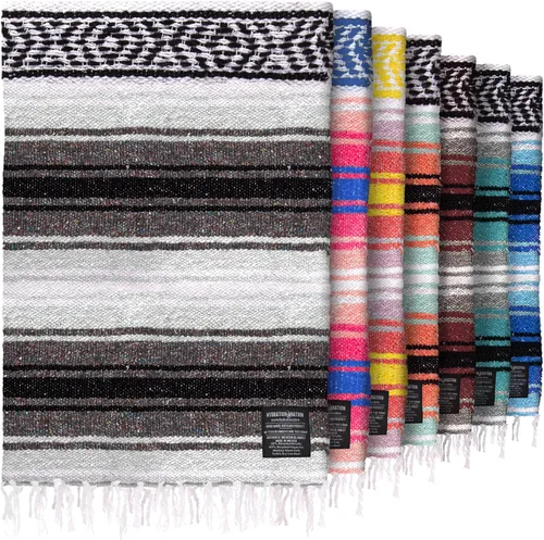 Miniatura 18 de Hydration Nation Auténtica manta mexicana extra grande (70 x 50 pulgadas), yoga tejida a mano, serape, falsa artesanal, playa, campamento, picnic