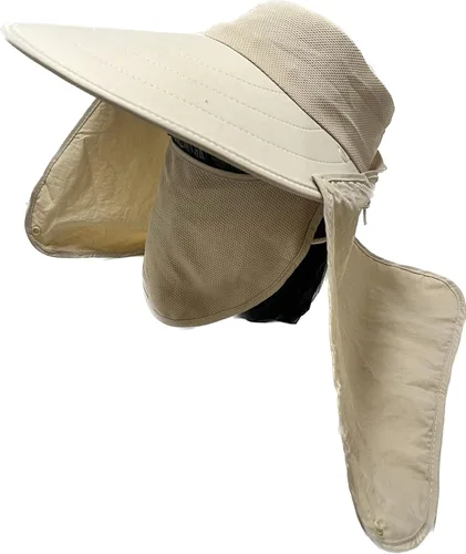 Mrlahat Visera ancha para pesca al aire libre, gorra de pesca con solapa larga para orejas y cuello, unisex Beige