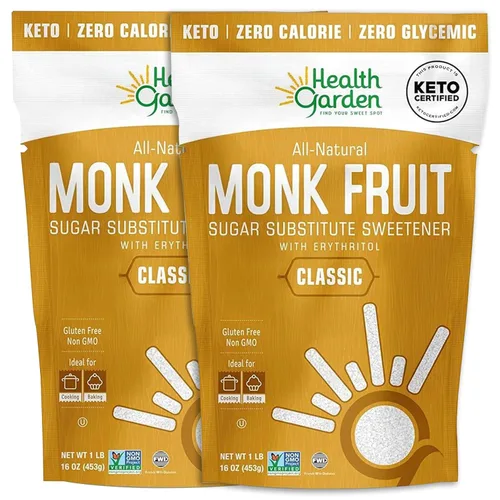 Miniatura 13 de Health Garden Edulcorante de fruta de monje, clásico, sin OMG, sin gluten, sustituto del azúcar, Kosher, apto para dieta cetogénica (3 libras)
