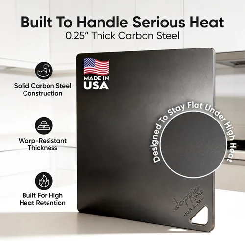 Miniatura 6 de Acero para pizza para horno Fabricado en Estados Unidos 16 x 14.25 pulgadas Acero para hornear pre-sazonado para pan, pizza, masa madre y más