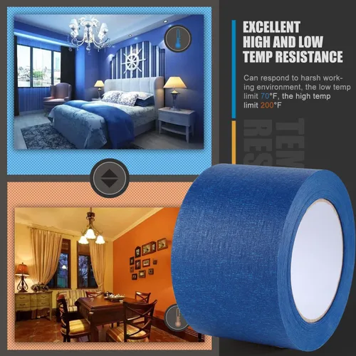 Miniatura 4 de Lichamp Cinta adhesiva ancha de 3 pulgadas, 1 paquete de cinta azul para pintores, papel de enmascarar azul, 3 pulgadas x 55 yardas x 1 rollo