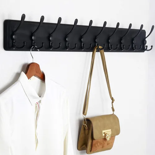 Miniatura 6 de WEBI Perchero de pared, ganchos para abrigos de pared rústicos, 16" de orificio a orificio, gancho grande para colgar en la pared, perchero