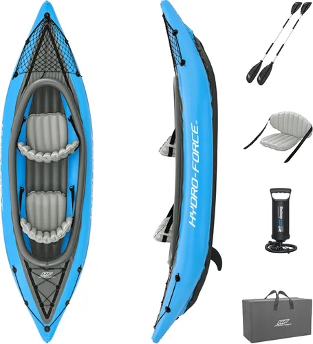 Bestway Hydro Force - Juego de kayak inflable | Incluye asiento, remo, bomba de mano, bolsa de transporte de almacenamiento | Ideal para adultos,