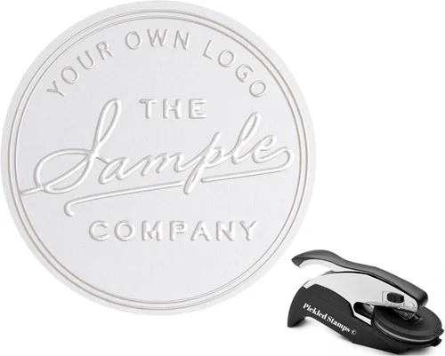 Sello en relieve con logotipo personalizado, sello para tu propio diseño, rectángulo o redondo personalizado 2 x 1 o 1 x 5/8 o 2 pulgadas (1.65