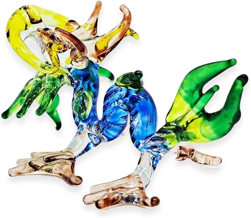 Miniatura 6 de Figura de cristal de dragón asiático chino azul verde oscuro de 2 pulgadas, estatua soplada a mano, decoración de mesa, única coleccionable