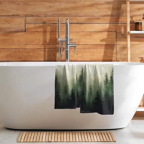 Miniatura 7 de Giwawa Toallas de Mano Verdes Bosque Nebuloso Set de 2 Montaña Bosque Suave Toallas de Huésped Toallas de Cara Baño Decoraciones Finas Toallas
