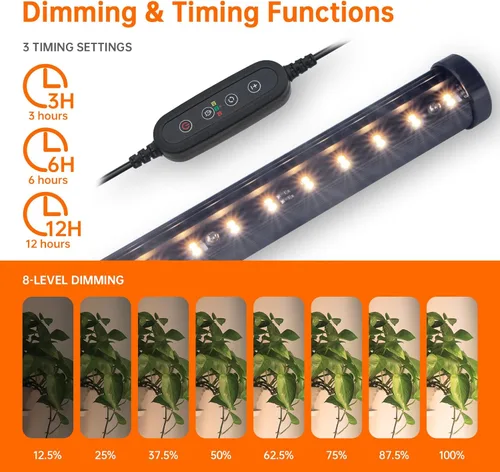 Miniatura 5 de Bstrip Luz de cultivo de pie para plantas de interior, luz de crecimiento vertical con 3 modos de luz, iluminación amplia y regulable, luces