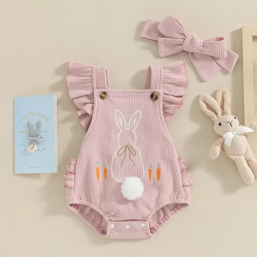 Miniatura 2 de Ropa de verano para bebé recién nacida, con volantes, sin mangas, con diadema