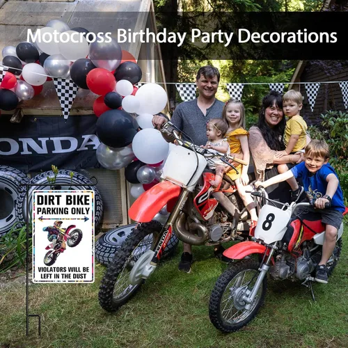 Miniatura 3 de Decoraciones divertidas de motocross para fiestas, letrero de estacionamiento de motocross para hombres, decoración de pared de habitación de niño