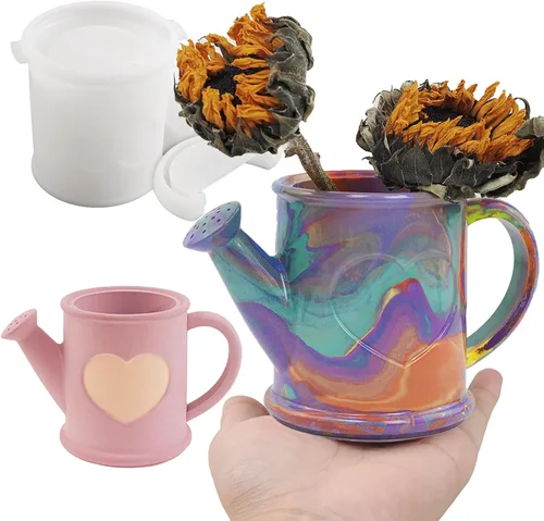 Miniatura 8 de Wehous Juego de moldes de silicona con forma de taza de té y platillo, recipiente de resina creativa, bandeja de almacenamiento de frascos, soporte