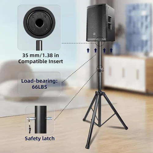 Miniatura 2 de Par de soportes para altavoces, soporte universal tipo trípode para altavoces ajustable de 89 a 152 cm de altura resistente con inserto compatible