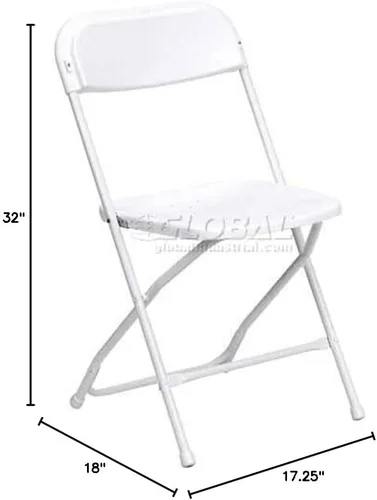 Miniatura 2 de Silla plegable de plástico, capacidad de 800 libras, color blanco - Lote de 10