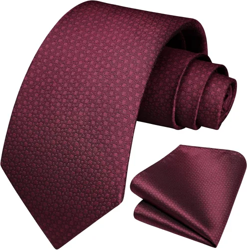 Miniatura 64 de HISDERN Conjunto de corbata a cuadros a cuadros pañuelo tejido clásico formal para hombre corbata y bolsillo cuadrado