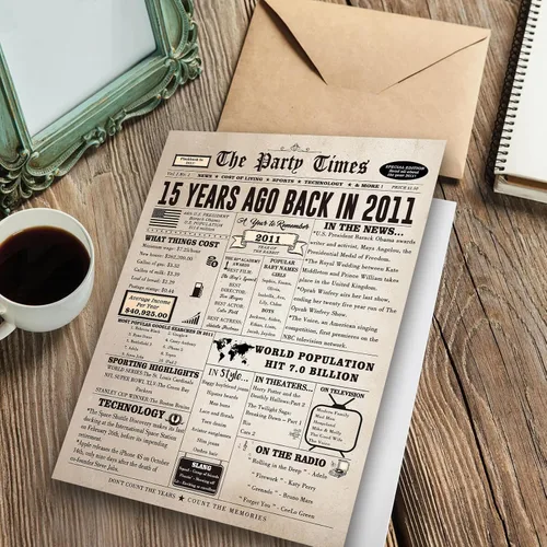 Miniatura 4 de Huameigf Tarjeta jumbo de cumpleaños de 15 años para amigos, ideas de regalos especiales de cumpleaños para hijo de 15 años, tarjeta de decoración
