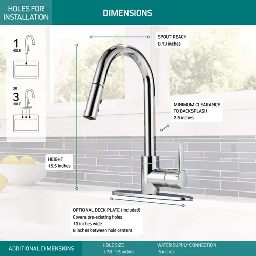 Miniatura 3 de Peerless Precept P188152LF - Grifo para fregadero de cocina con pulverizador extraíble, cromado Mate negro