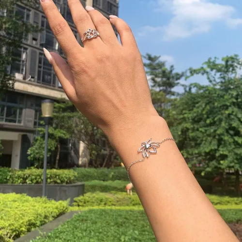 Miniatura 6 de ChicSilver - Pulsera delicada con cadena de eslabones de plata esterlina, personalizada con corazón, estrella, luna, punto o loto pequeños, plata