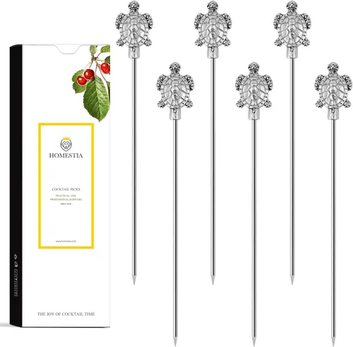 Miniatura 11 de Homestia Púas de cóctel doradas, 16 púas de Martini torcidas de acero inoxidable de 4.3 pulgadas, brochetas de metal reutilizables para cócteles
