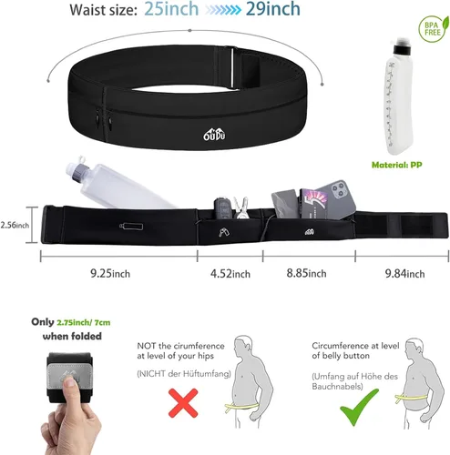 Miniatura 3 de Cinturón delgado para correr con botella de agua, riñonera de entrenamiento para hombres y mujeres, se adapta a teléfonos de 7 pulgadas, cintura