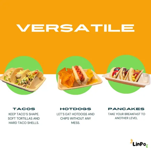 Miniatura 2 de Soporte desechable para tacos - Paquete de 25 platos biodegradables para tacos, kit de tacos, suministros para fiestas de tacos, bandeja de tacos