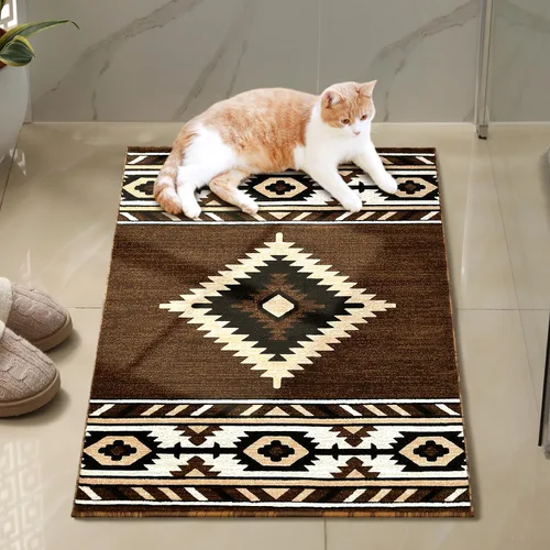 Miniatura 38 de YHSF South West - alfombra nativa americana del suroeste, fácil de limpiar, gruesa, suave y duradera, alfombra tribal inspirada en indios americanos