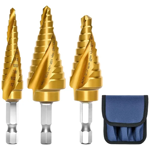 Miniatura 10 de Cobalt M35 - Broca escalonada de 1/4 a 3/4 pulgadas, revestimiento TiAlN con 4 brocas en espiral, 9 tamaños M35 cobalto HSS para acero inoxidable