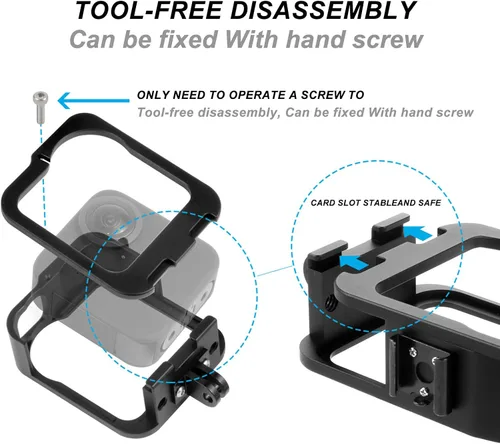 Miniatura 3 de Accesorios para Gopro Max Funda de aleación de aluminio, carcasa protectora de marco con interfaz de zapata compatible con GoPro MAX lente