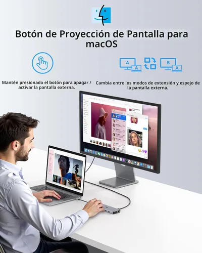 Miniatura 9 de Estación de acoplamiento USB C 13 en 1, monitor doble, pantalla triple, 8 puertos USB C/A, Ethernet, audio, concentrador USB C LIONWEI para MacBook