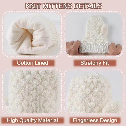 Miniatura 9 de Guantes de punto para bebés, niños y niñas, guantes de invierno para recién nacidos, guantes de 0 a 3 años