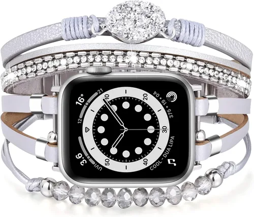 Miniatura 8 de VISOOM Correa de pulsera bohemia con cuentas compatible con Apple Watch de 40 mm/38 mm/41 mm/42 mm Series 10 9 8 7 SE Series 6/5/4 Correa de reloj